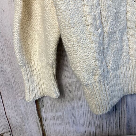 VINTAGE Victoria Dry Goods Sweater Cream Cable Knit Made in USA Size XL 276 - Picture 5 of 8